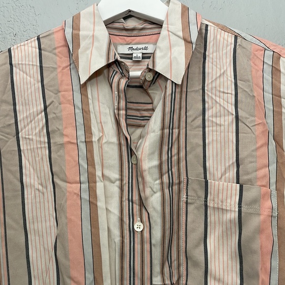 Madewell Button Up Collared Courier Shirt in Aldwin Stripe Size S Style H6473 - Picture 4 of 9